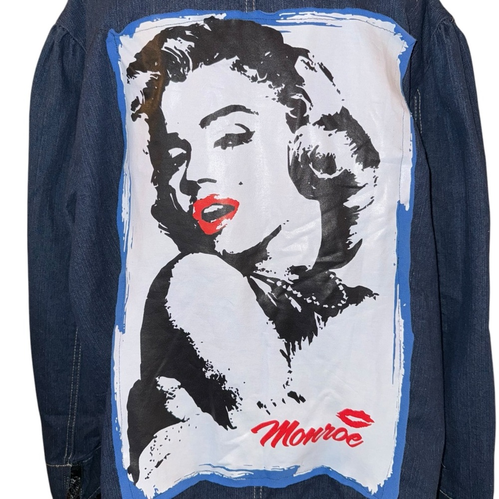 UPCYCLED REWORKED DENIM Jean Jacket M. Monroe Plus Size Denim Jacket Size 2X - Picture 2 of 8